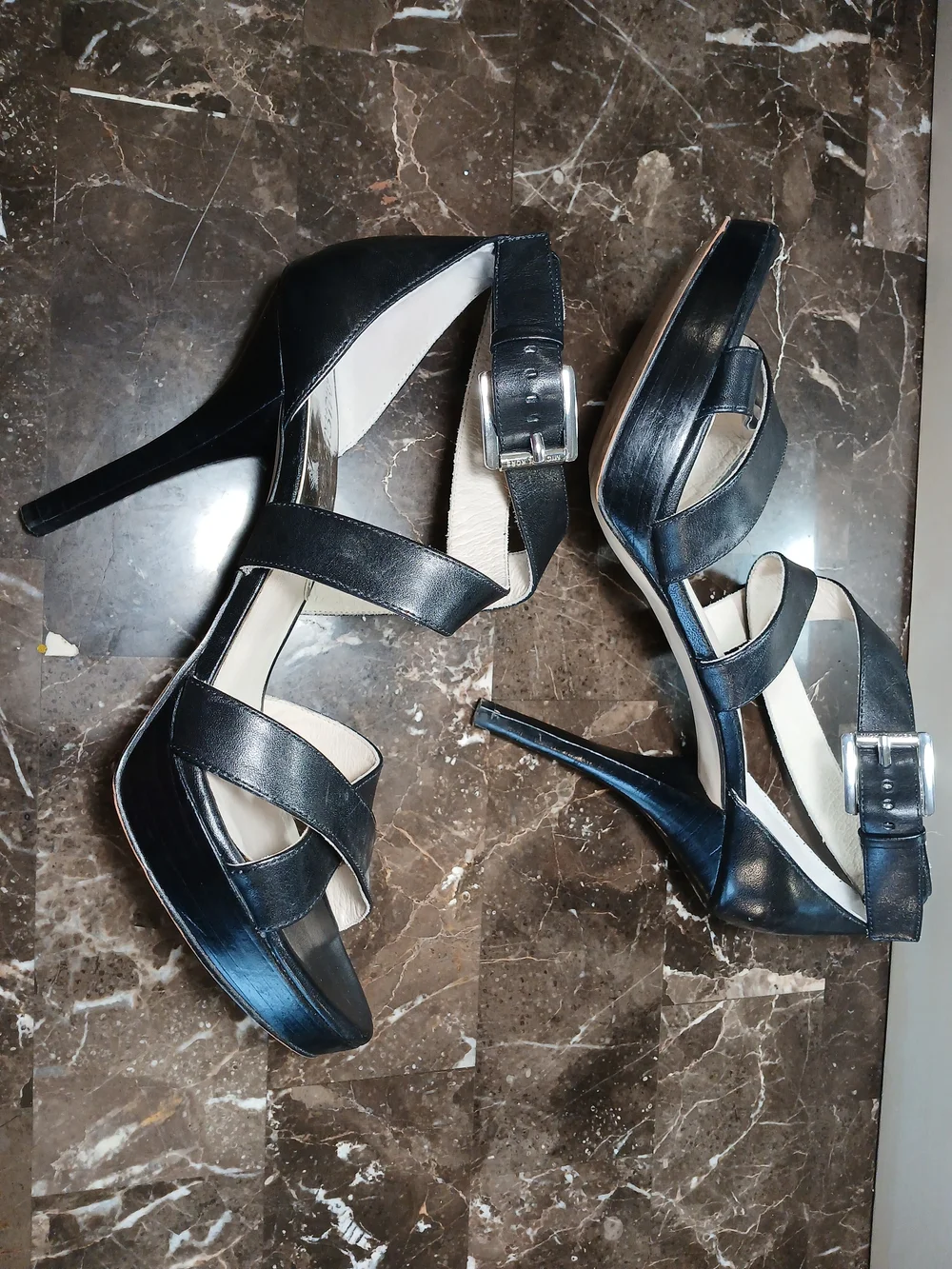 MICHAEL Michael Kors Black Strappy Leather Heeled Sandals